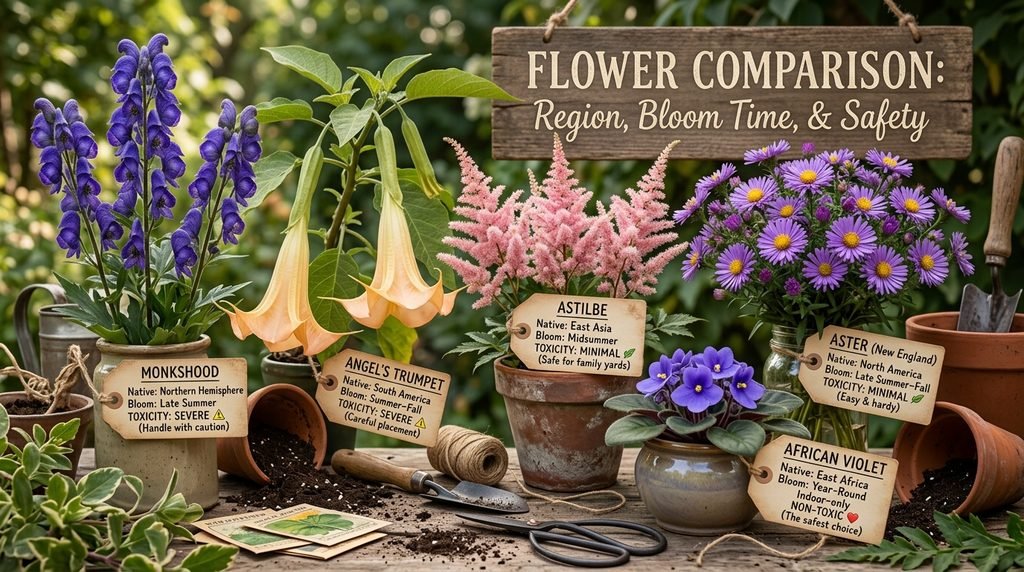 Comparison Table: Light, Region, Bloom Time, and Safety