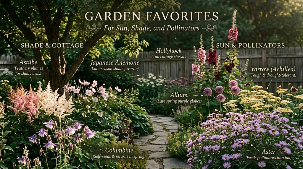 Garden Favorites for Sun, Shade, and Pollinators